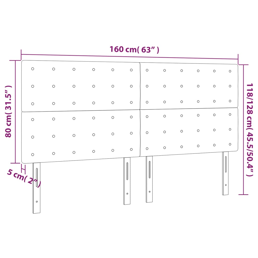 LED uzglavlje tamnosivo 160x5x118/128 cm baršunasto