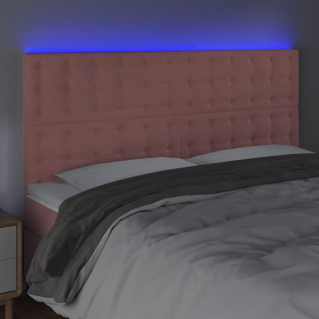 LED uzglavlje ružičasto 160x5x118/128 cm baršunasto