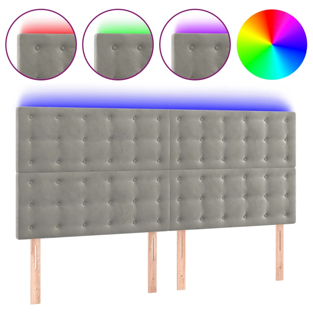 LED uzglavlje svjetlosivo 180x5x118/128 cm baršunasto