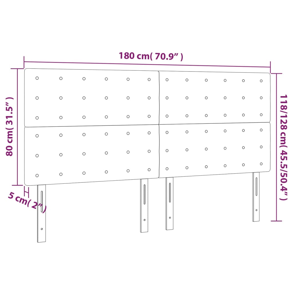 LED uzglavlje svjetlosivo 180x5x118/128 cm baršunasto