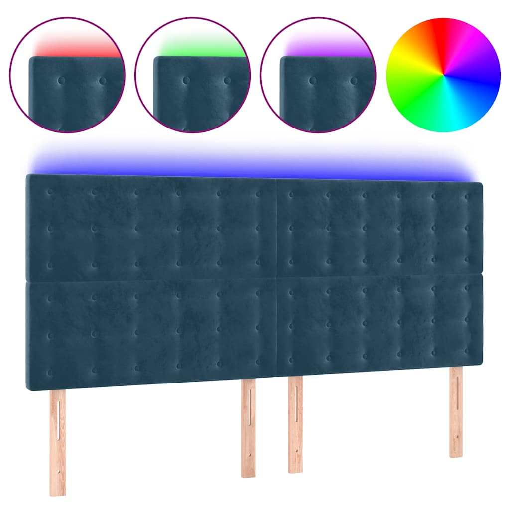 LED uzglavlje tamnoplavo 180x5x118/128 cm baršunasto