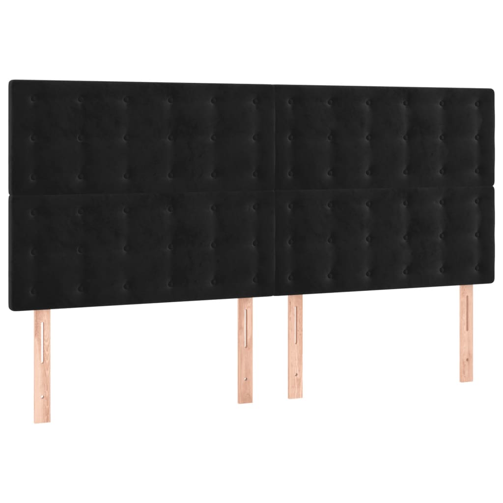 LED uzglavlje crno 200x5x118/128 cm baršunasto