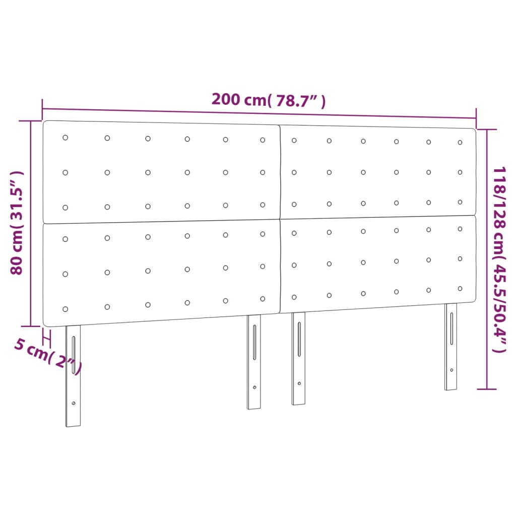 LED uzglavlje ružičasto 200x5x118/128 cm baršunasto
