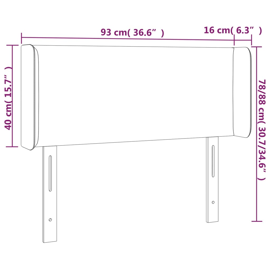LED uzglavlje crno 93x16x78/88 cm od tkanine