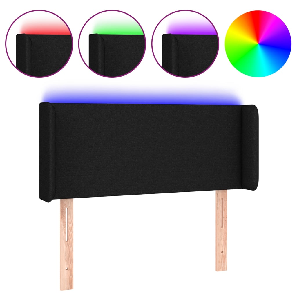 LED uzglavlje crno 103x16x78/88 cm od tkanine