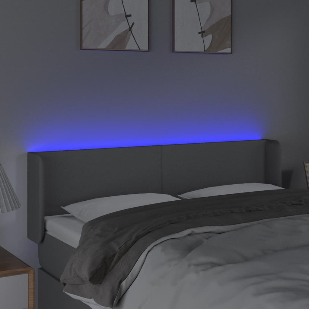 LED uzglavlje svjetlosivo 147x16x78/88 cm od tkanine
