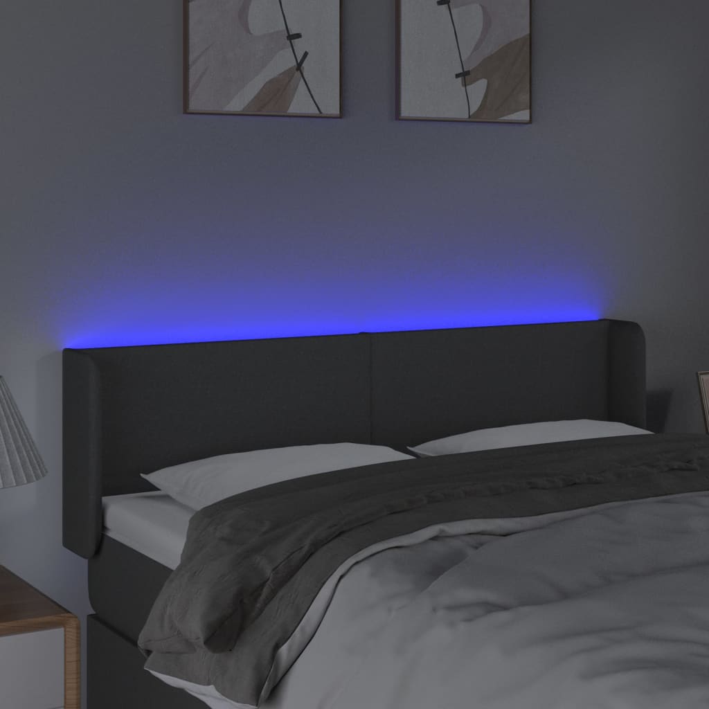 LED uzglavlje tamnosivo 147x16x78/88 cm od tkanine