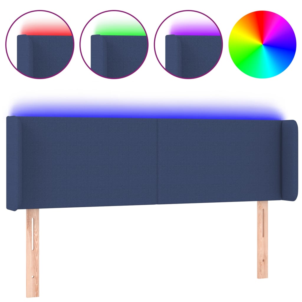 LED uzglavlje plavo 147x16x78/88 cm od tkanine