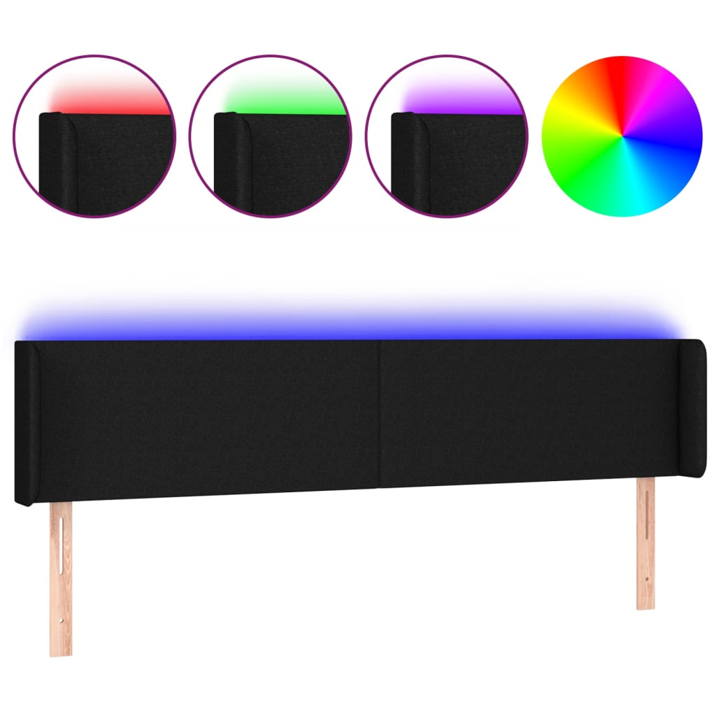 LED uzglavlje crno 163x16x78/88 cm od tkanine