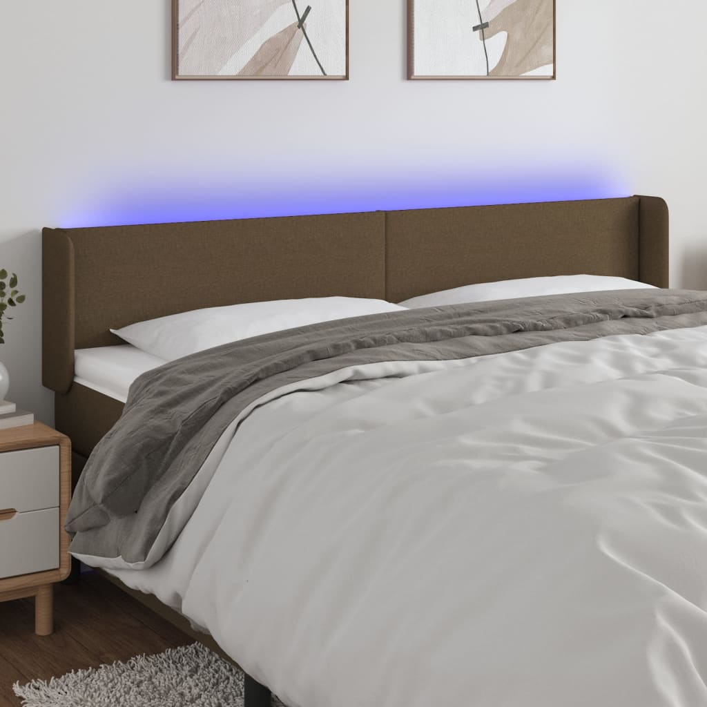 LED Uzglavlje tamnosmeđe 163x16x78/88 cm od tkanine