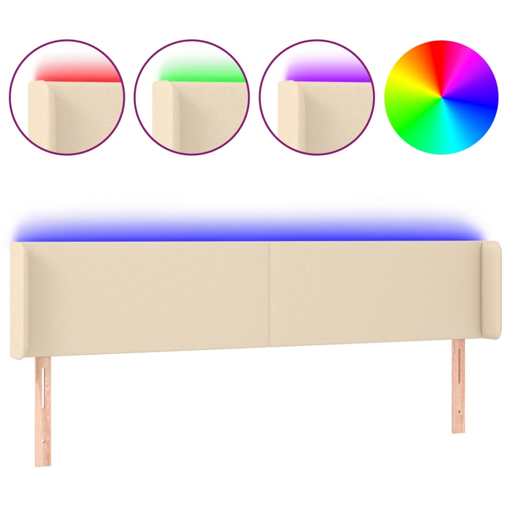 LED uzglavlje krem 183x16x78/88 cm od tkanine