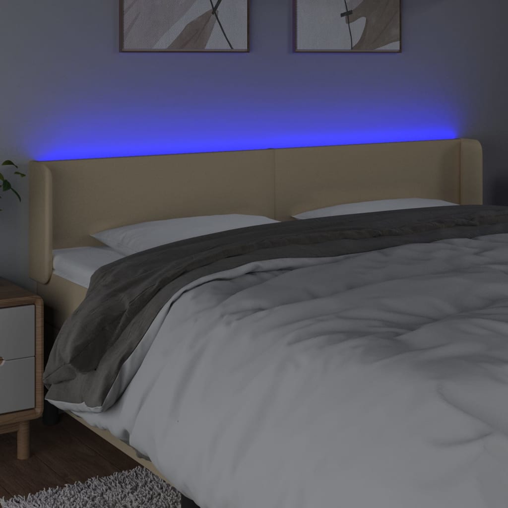 LED uzglavlje krem 183x16x78/88 cm od tkanine