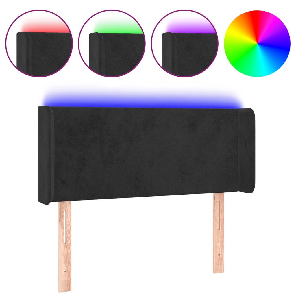 LED uzglavlje crno 83x16x78/88 cm baršunasto