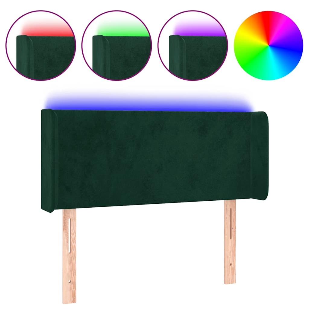 LED uzglavlje tamnozeleno 83x16x78/88 cm baršunasto