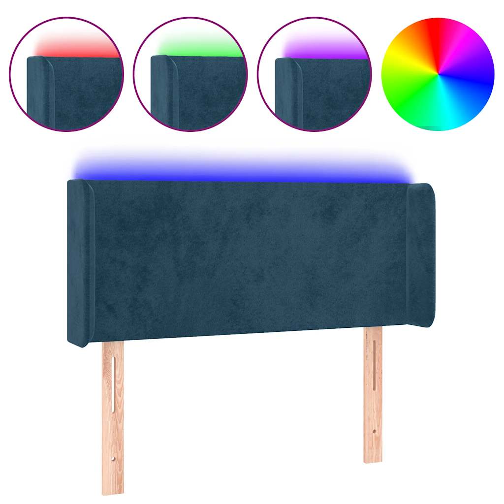 LED uzglavlje tamnoplavo 83x16x78/88 cm baršunasto