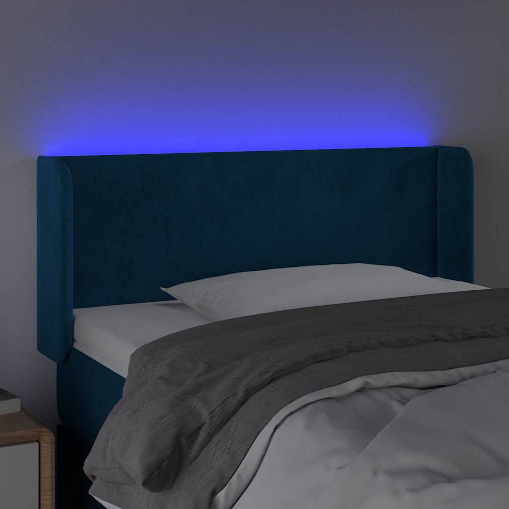 LED uzglavlje tamnoplavo 93x16x78/88 cm baršunasto