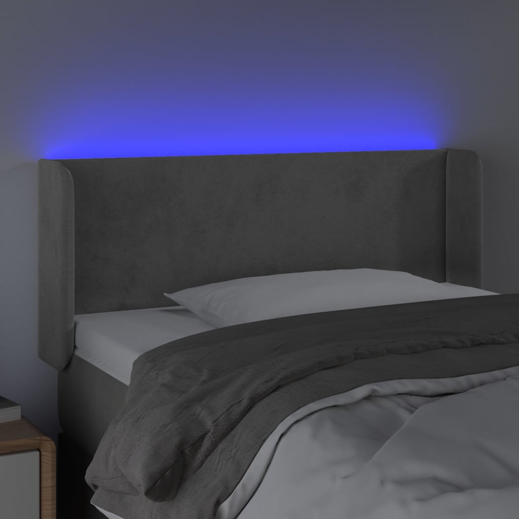 LED uzglavlje svjetlosivo 103x16x78/88 cm baršunasto