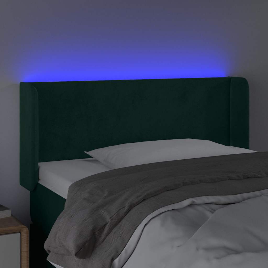 LED uzglavlje tamnozeleno 103x16x78/88 cm baršunasto