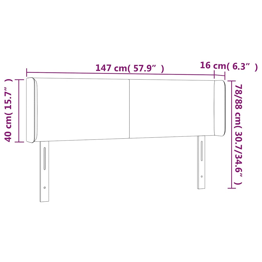 LED uzglavlje tamnoplavo 147x16x78/88 cm baršunasto