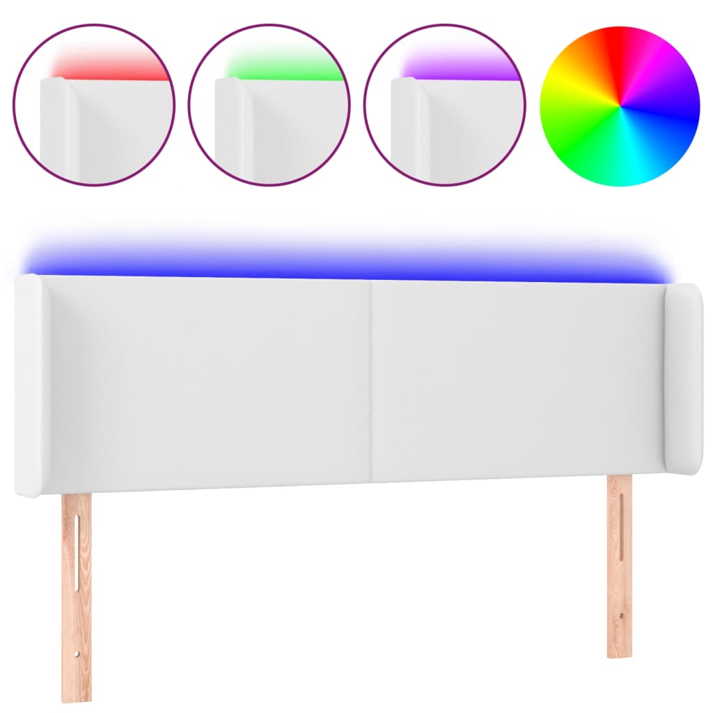 LED uzglavlje bijelo 147x16x78/88 cm od umjetne kože