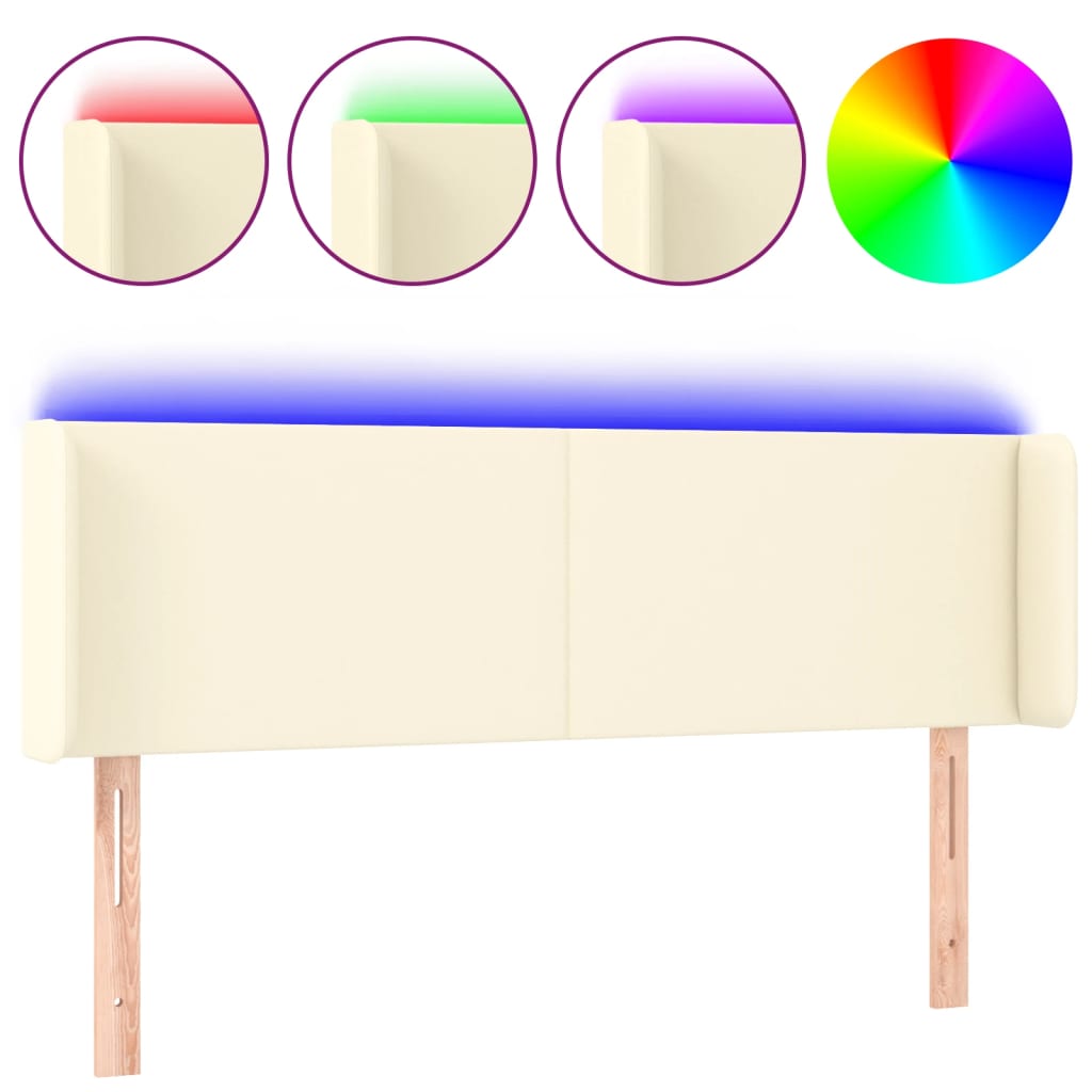 LED uzglavlje krem 147x16x78/88 cm od umjetne kože