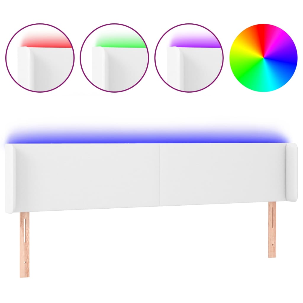 LED uzglavlje bijelo 163x16x78/88 cm od umjetne kože