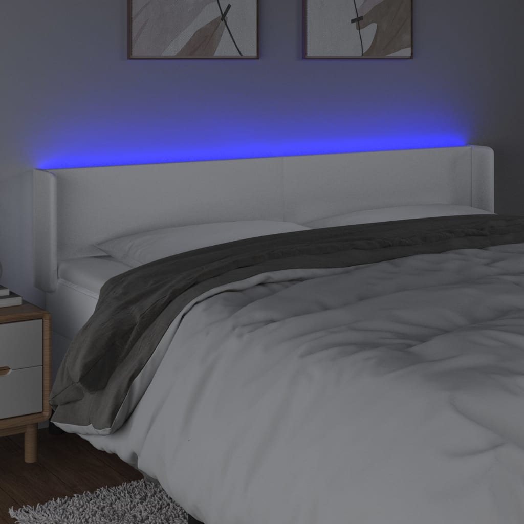 LED uzglavlje bijelo 163x16x78/88 cm od umjetne kože