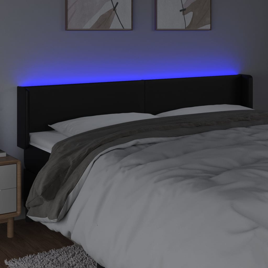 LED uzglavlje crno 183x16x78/88 cm od umjetne kože