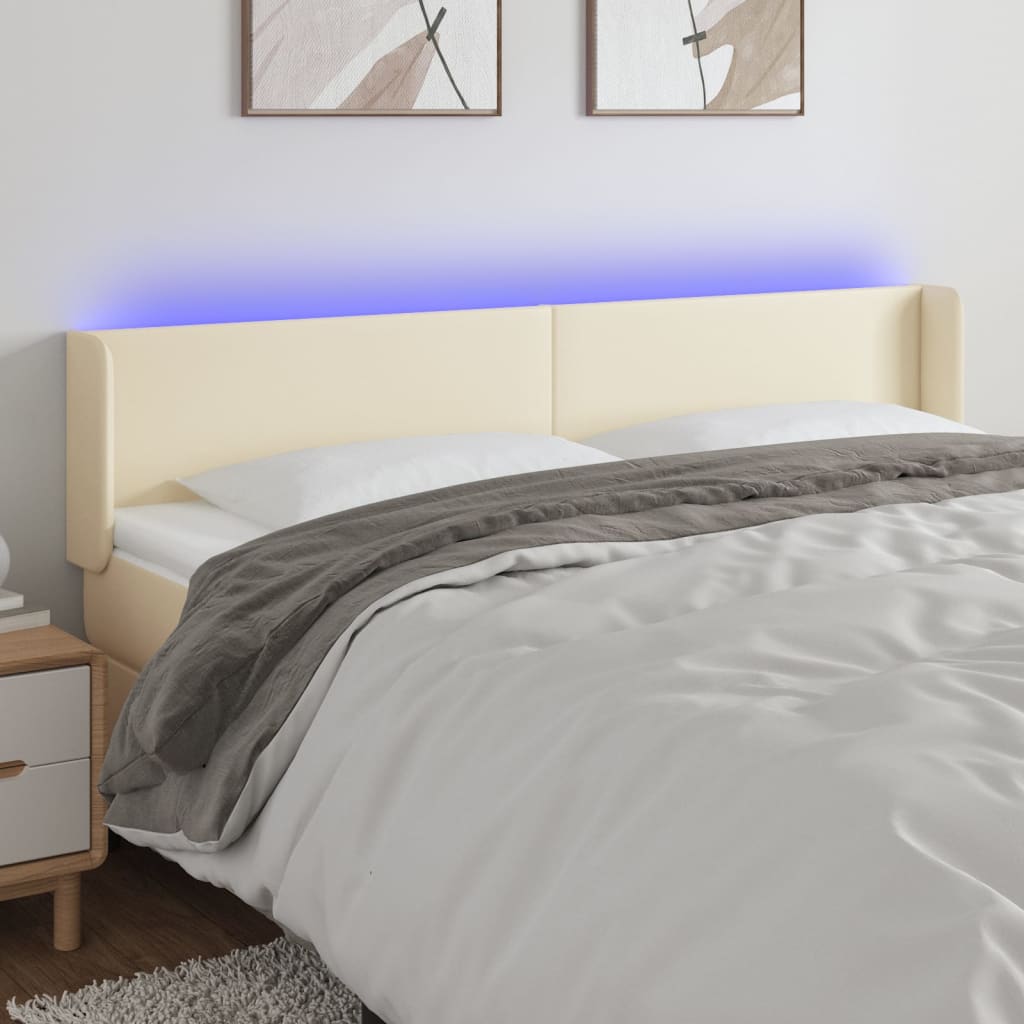 LED uzglavlje krem 183x16x78/88 cm od umjetne kože