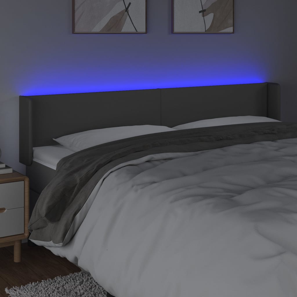 LED uzglavlje sivo 183x16x78/88 cm umjetna koža