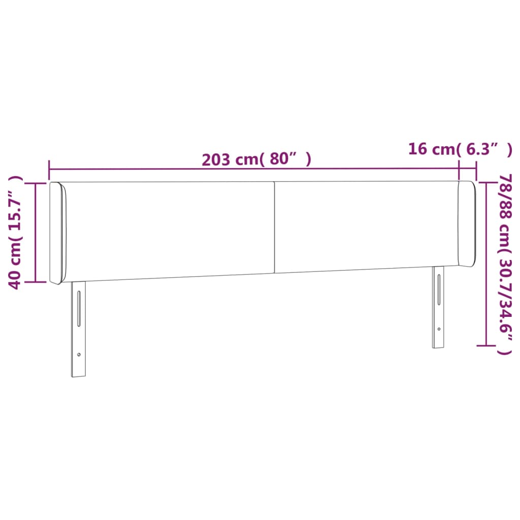 LED uzglavlje bijelo 203x16x78/88 cm od umjetne kože