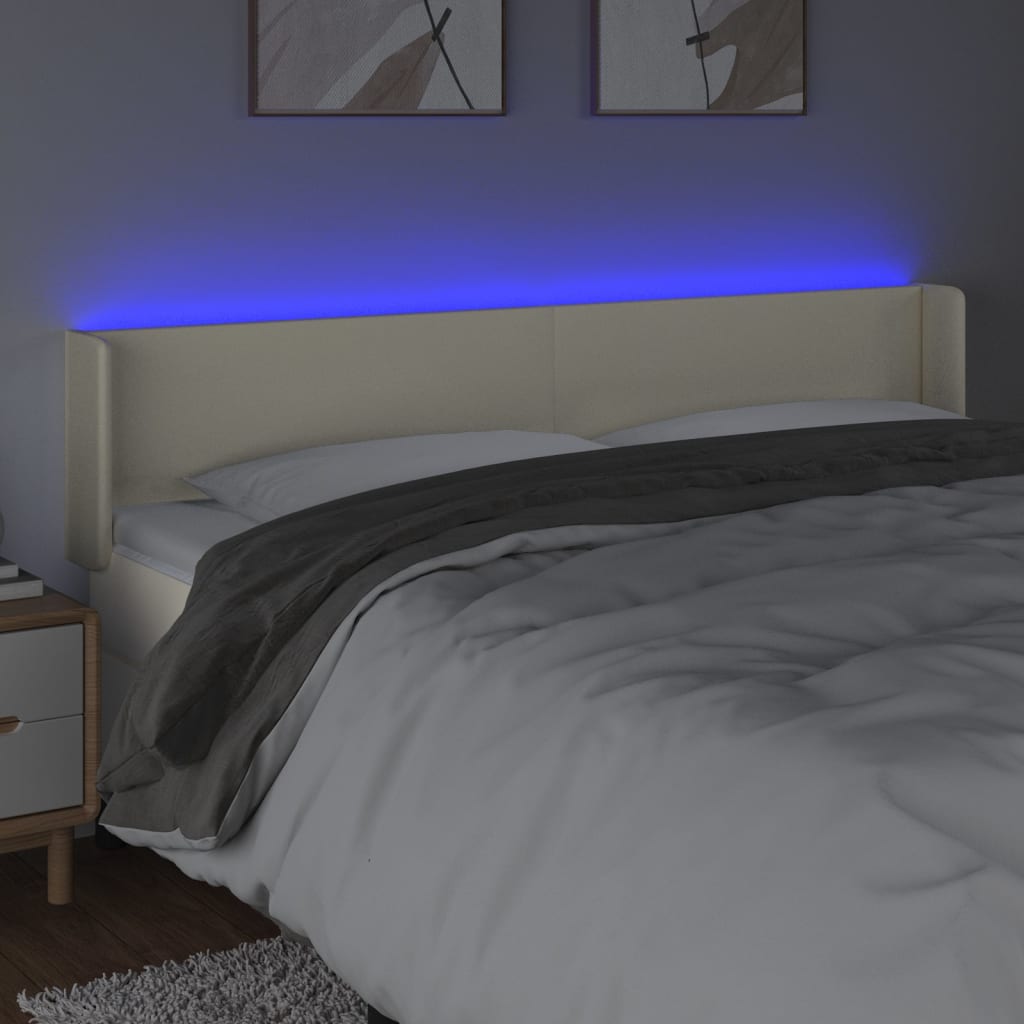 LED uzglavlje krem 203x16x78/88 cm od umjetne kože