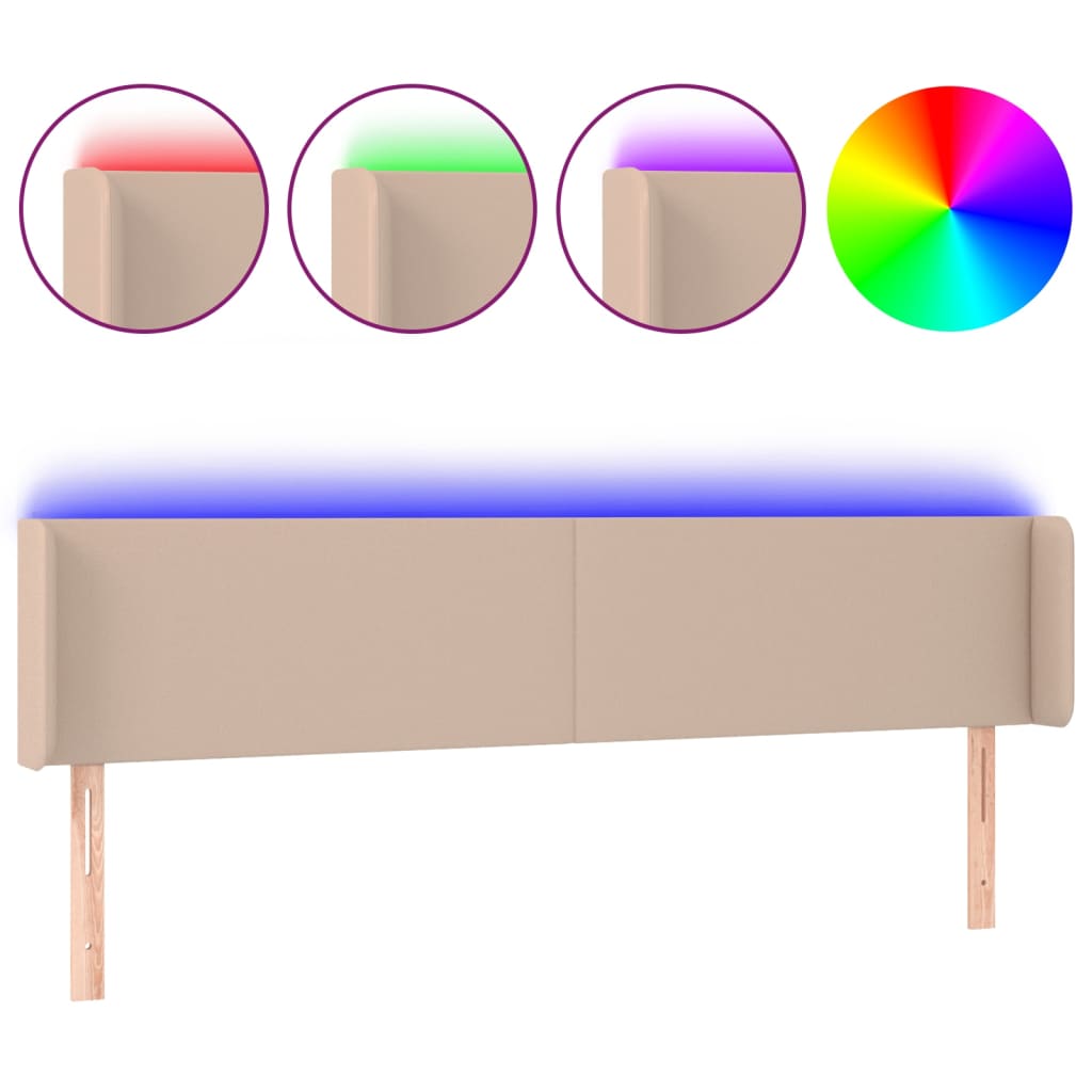 LED uzglavlje boja cappuccina 203x16x78/88 cm od umjetne kože