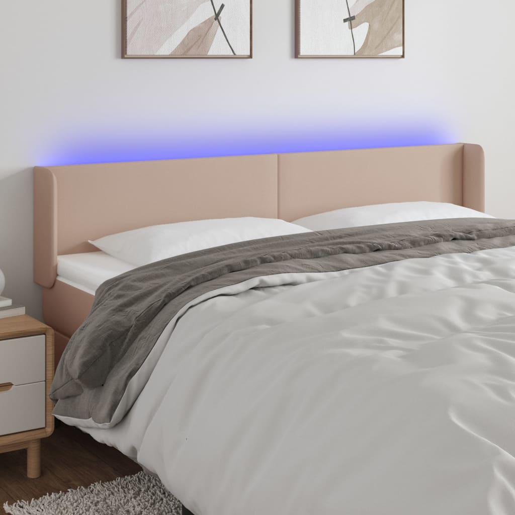 LED uzglavlje boja cappuccina 203x16x78/88 cm od umjetne kože