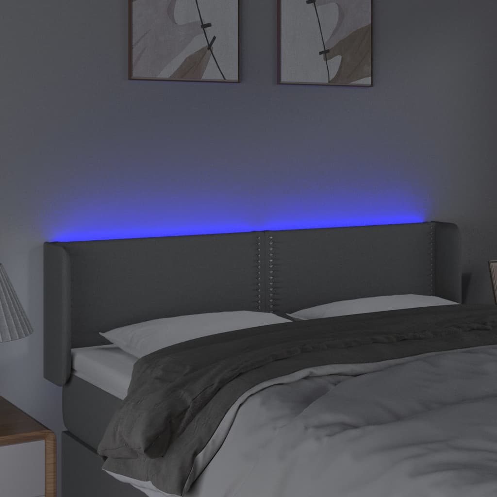 LED uzglavlje svjetlosivo 147x16x78/88 cm od tkanine