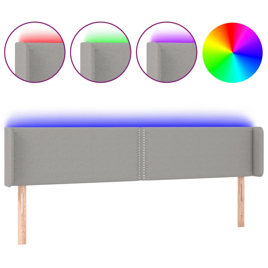 LED uzglavlje svjetlosivo 183x16x78/88 cm od tkanine