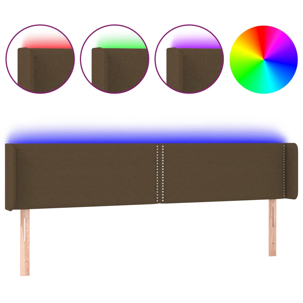 LED uzglavlje tamnosmeđe 183x16x78/88 cm od tkanine