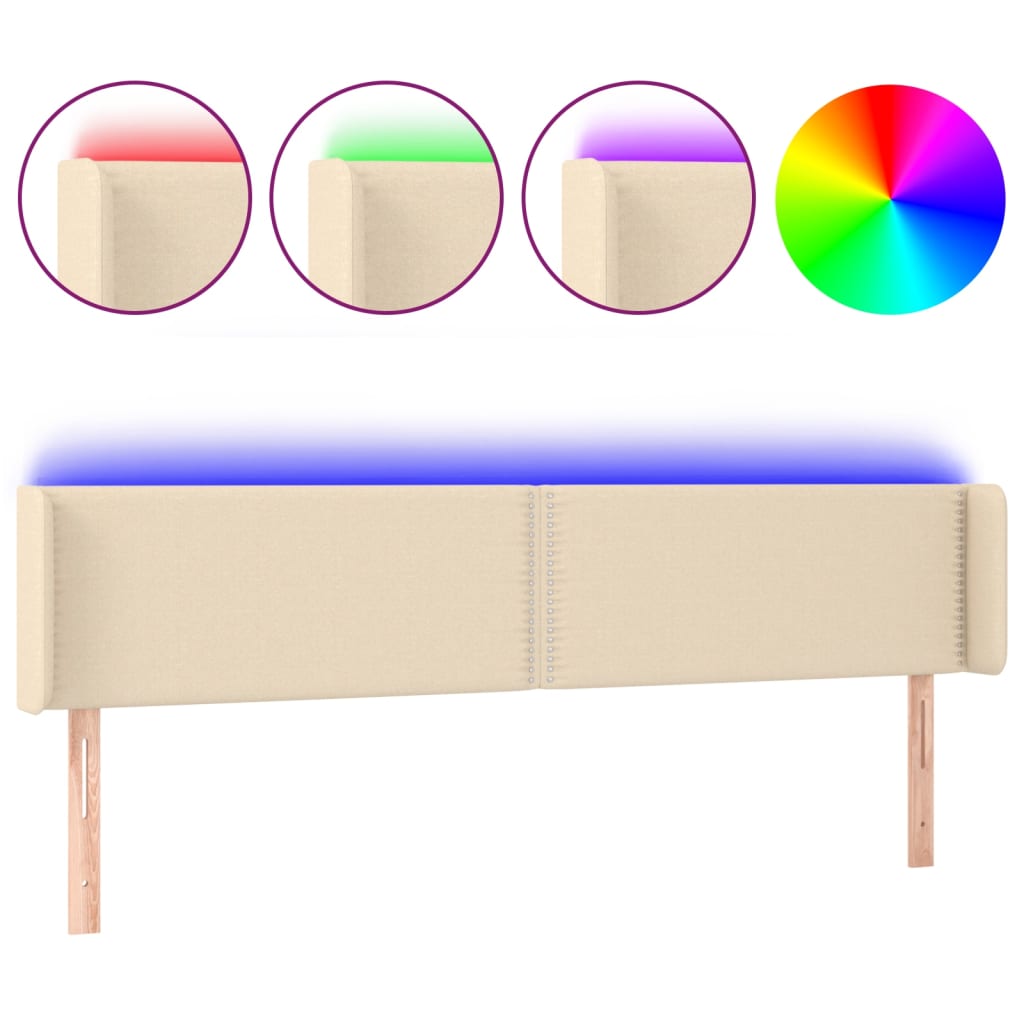 LED uzglavlje krem 183x16x78/88 cm od tkanine