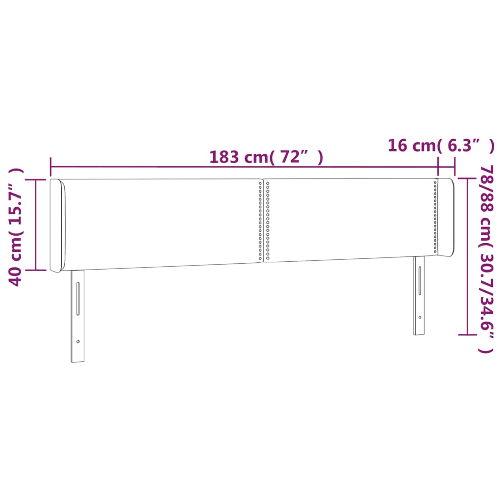 LED uzglavlje plavo 183x16x78/88 cm od tkanine