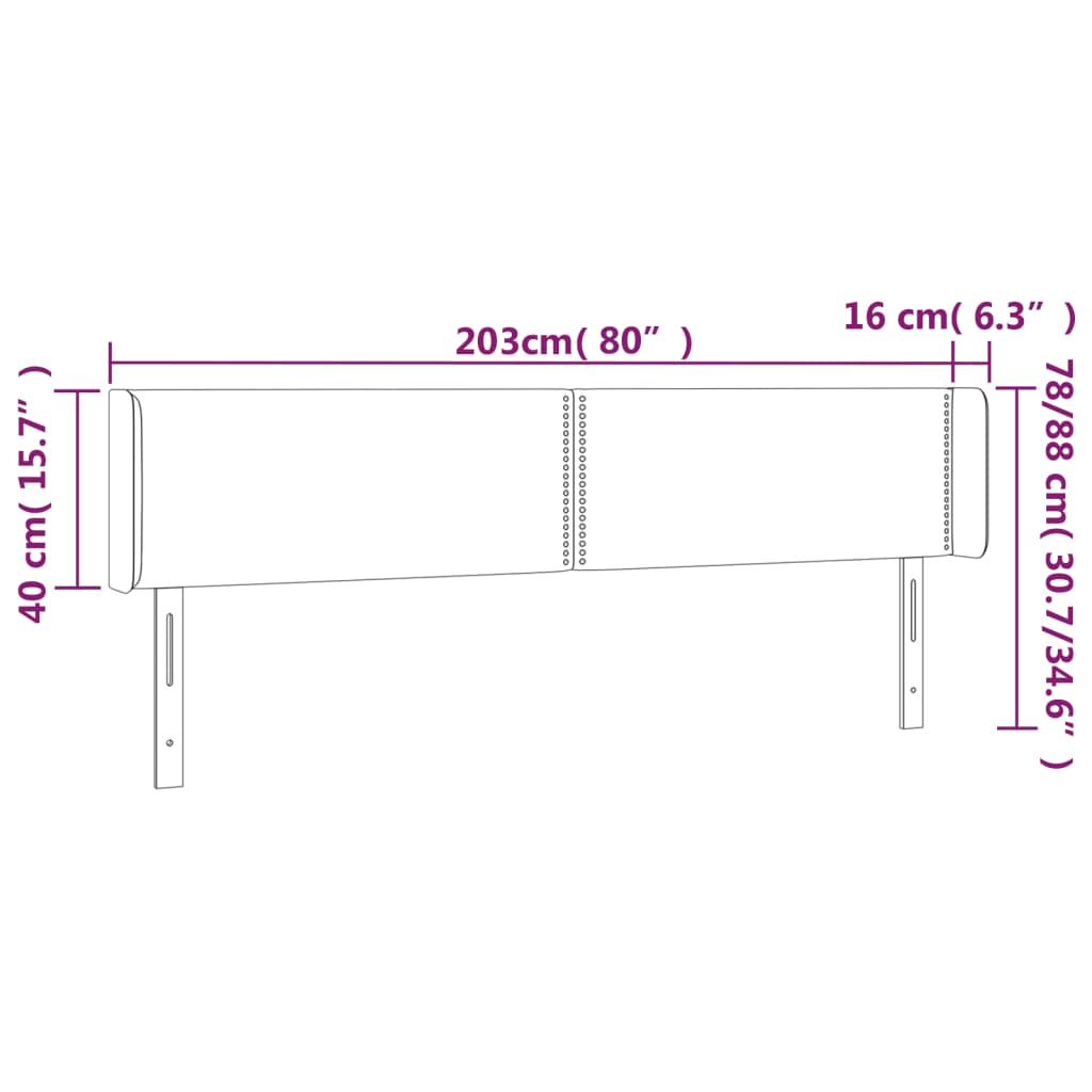 LED uzglavlje svjetlosivo 203x16x78/88 cm od tkanine