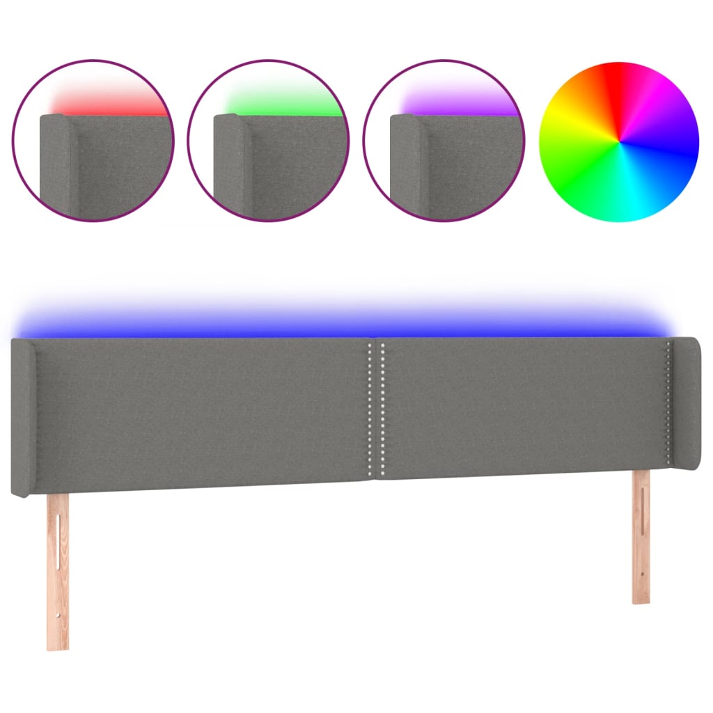 LED uzglavlje tamnosivo 203x16x78/88 cm od tkanine