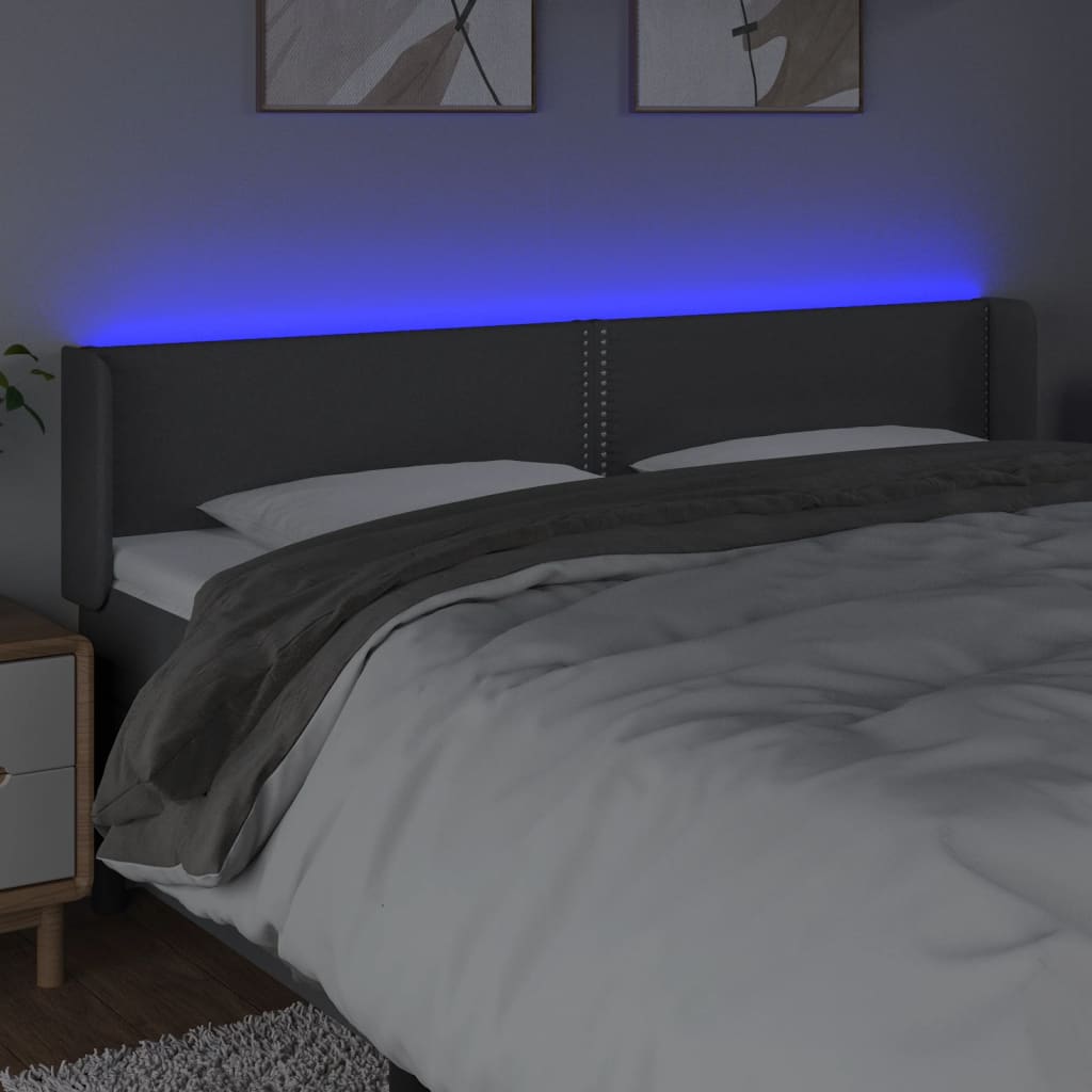 LED uzglavlje tamnosivo 203x16x78/88 cm od tkanine