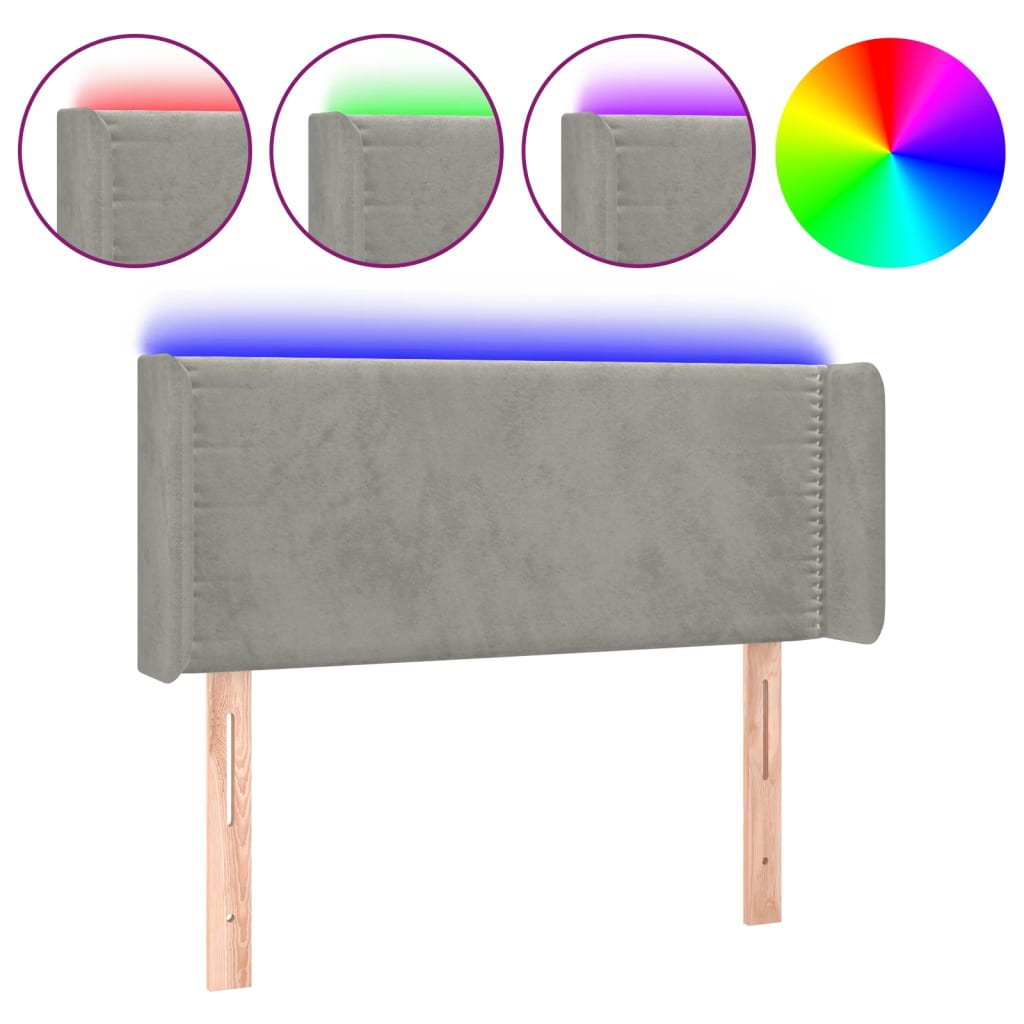 LED uzglavlje svjetlosivo 103x16x78/88 cm baršunasto