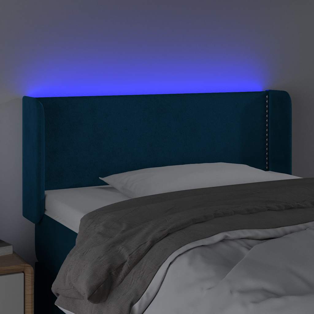 LED uzglavlje tamnoplavo 103x16x78/88 cm baršunasto