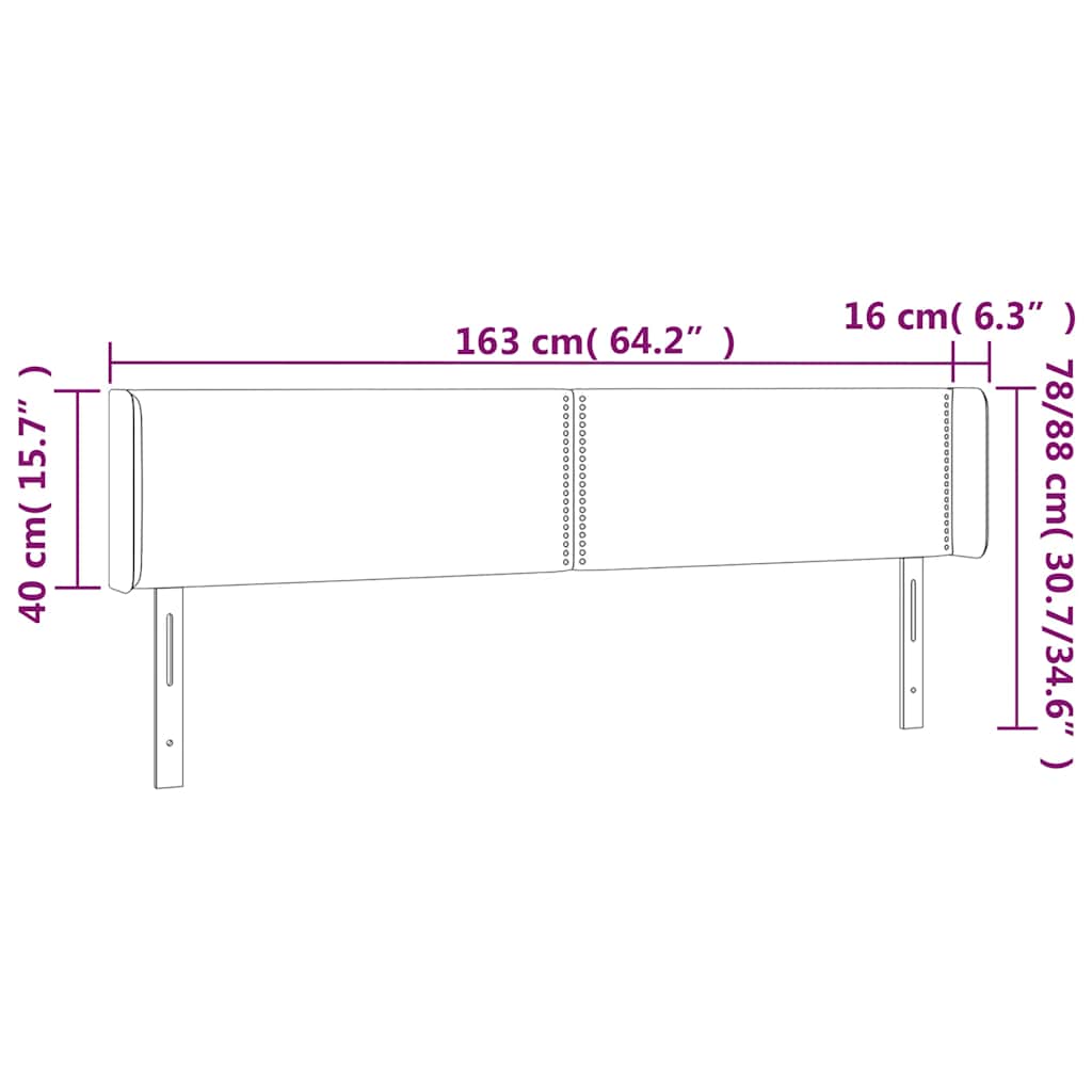 LED uzglavlje tamnoplavo 163x16x78/88 cm baršunasto