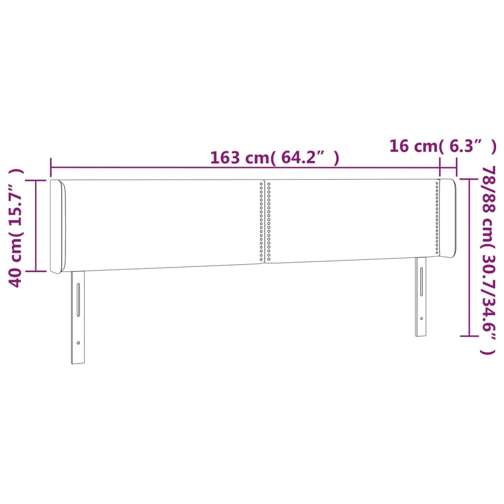 LED uzglavlje ružičasto 163x16x78/88 cm baršunasto