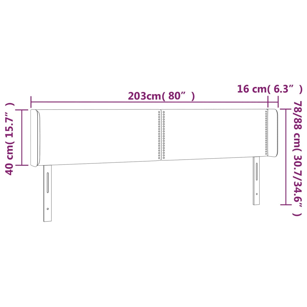LED uzglavlje ružičasto 203x16x78/88 cm baršunasto