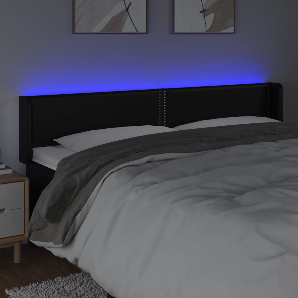LED uzglavlje crno 203x16x78/88 cm od umjetne kože
