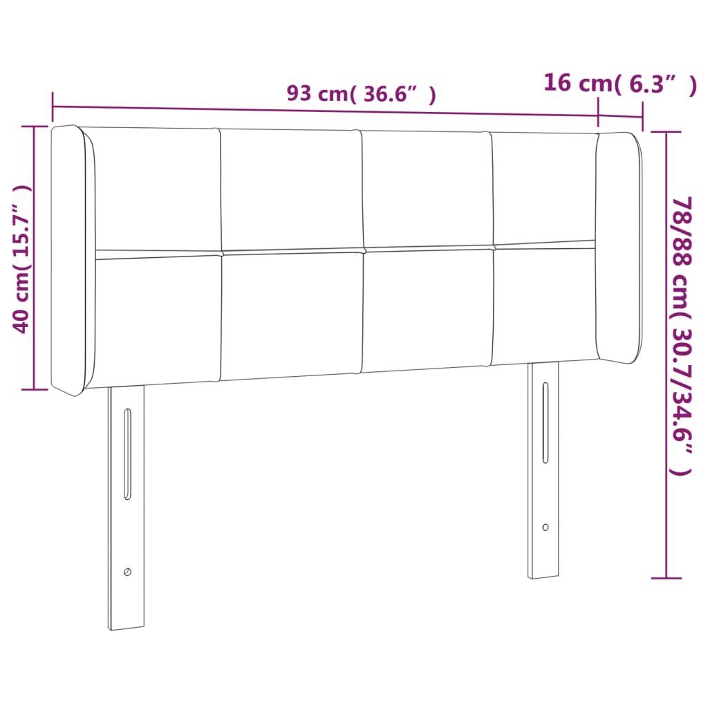 LED uzglavlje plavo 93x16x78/88 cm od tkanine