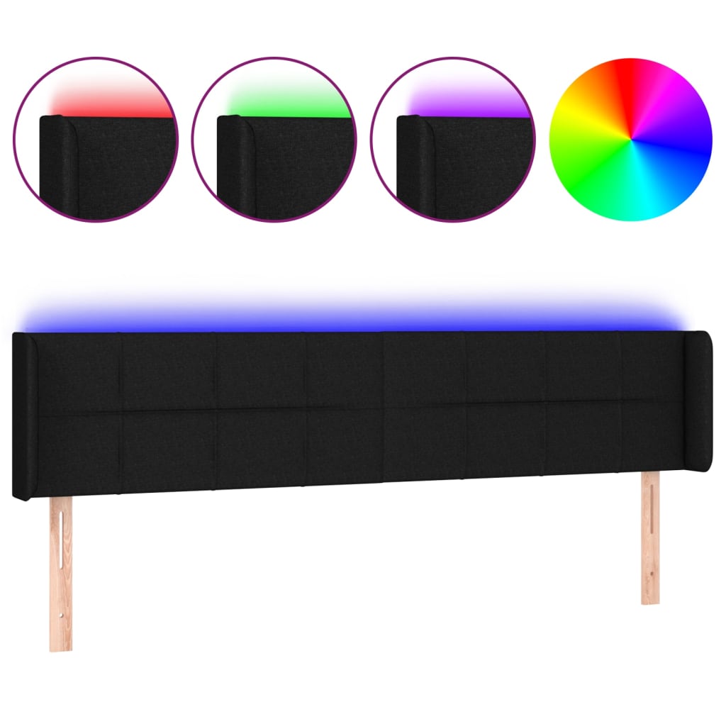 LED uzglavlje crno 163x16x78/88 cm od tkanine